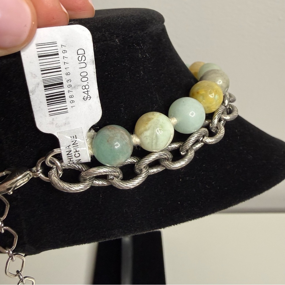 Free People Layered Necklace Beads and Silver toned chain NWT $68 - Picture 6 of 7